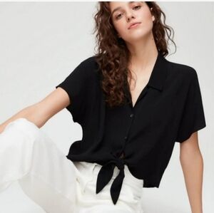 Wilfred Free Tie-front Cropped Blouse in black size XS